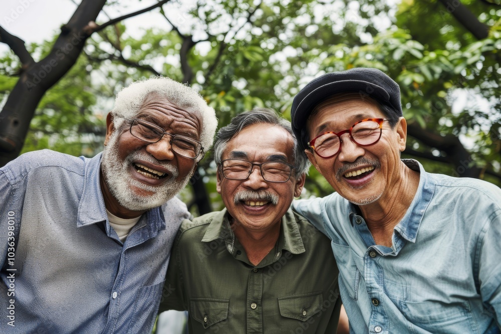 Group of Senior Retirement Happiness Carefree Relaxation Concept in the Park Group of Senior Retirement Happiness Carefree Relaxation Concept in the Park