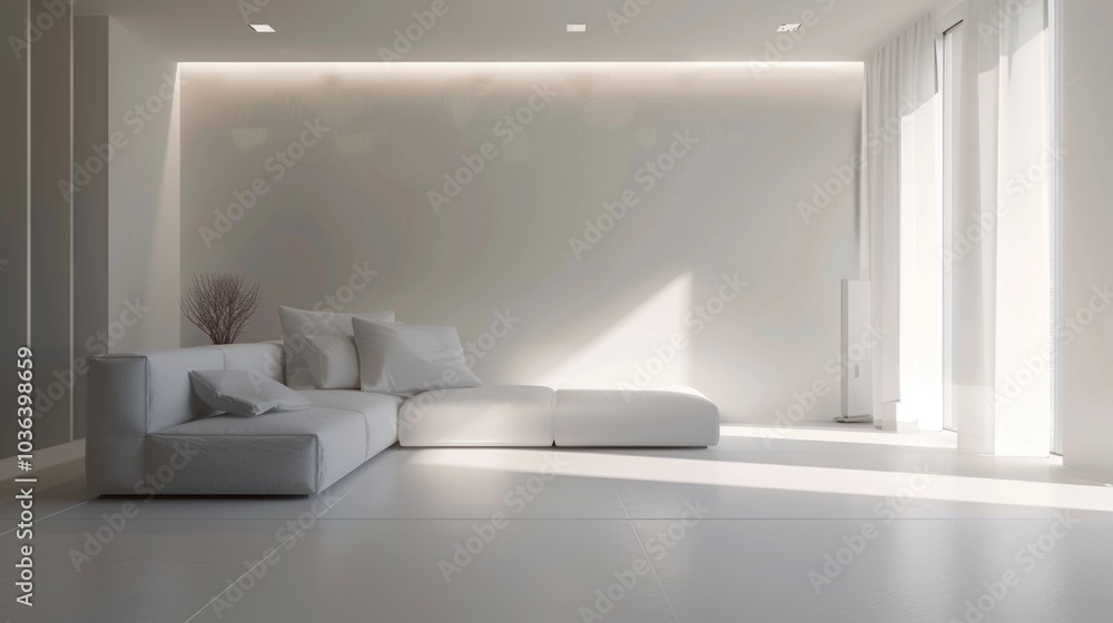 Fototapeta premium Minimalist virtual room, soft lighting