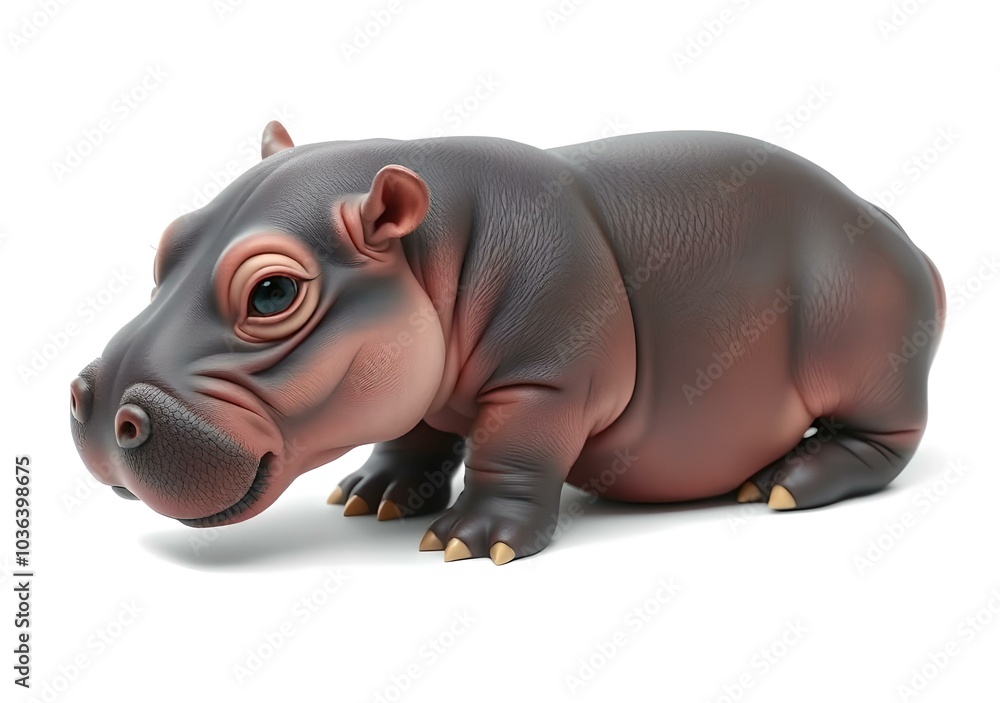 Baby pygmy hippopotamus open mouth, real baby pygmy hippopotamus, isolated on the white background, Baby pygmy hippopotamus open mouth, real baby pygmy hippopotamus, isolated on the white background,