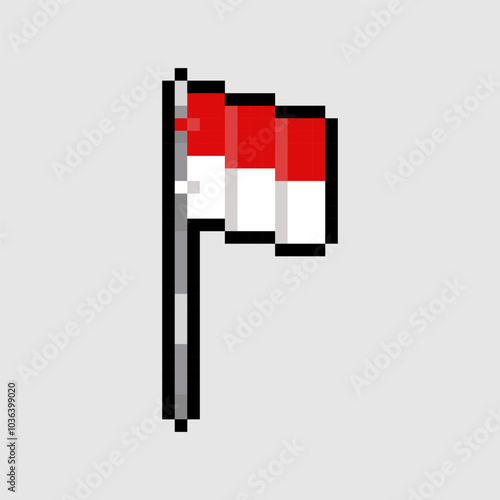Pixel art style, 18 bit style Monaco flag vector