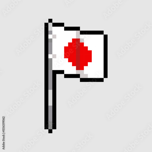 Pixel art style, 18 bit style Japan flag vector