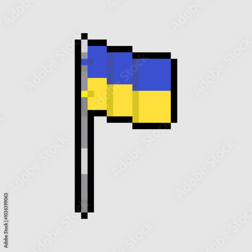 Pixel art style, 18 bit style Ukraine flag vector