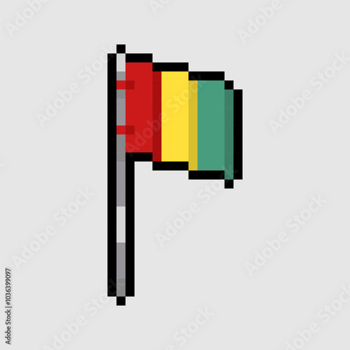 Pixel art style, 18 bit style Guinea flag vector