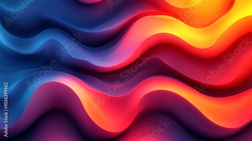 Abstract background with vibrant blue, red, and orange wavy lines.