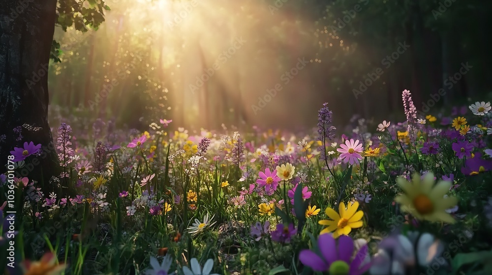 Obraz premium Mesmerizing Time-Lapse of Wildflowers Growing and Blooming in a Beautiful Pastel Colored Field