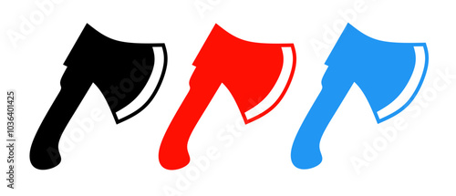 Axe icon illustration set with colorful. Stock vector.