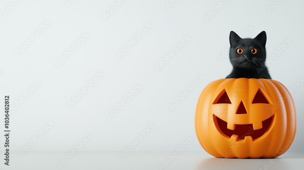 Black Cat Inside Jack o Lantern Pumpkin Halloween Decoration Black Cat Inside Jack o Lantern Pumpkin Halloween Decoration