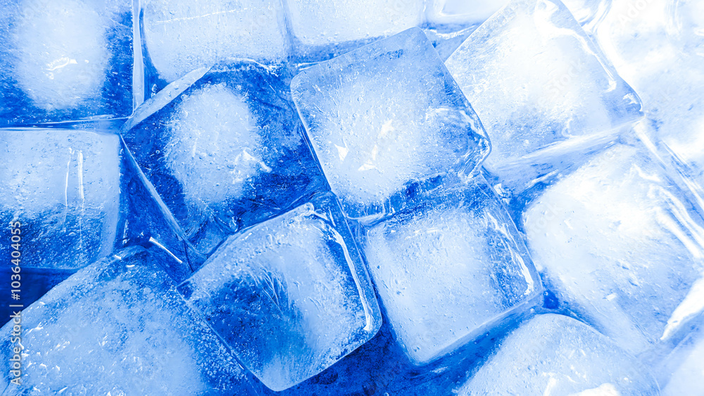 Ice cubes seen close up with a charming blue effect for background concept Ice cubes seen close up with a charming blue effect for background concept