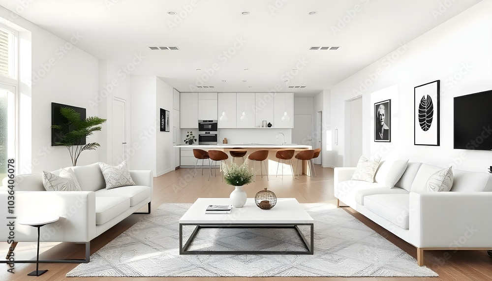 Poster frame mock up in modern home living room interior with white sofa and coffee table with decor, 3d render Poster frame mock up in modern home living room interior with white sofa and coffee table with decor, 3d render