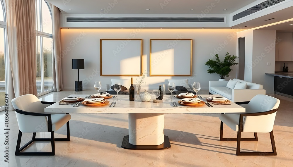 Poster frame mock up in modern home living room interior with white sofa and coffee table with decor, 3d render Poster frame mock up in modern home living room interior with white sofa and coffee table with decor, 3d render