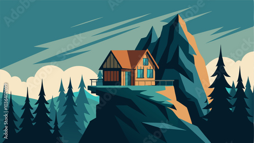 With towering evergreens on one side and a cliff face on the other the chalet is an intimate hideaway in the midst of a rugged landscape.