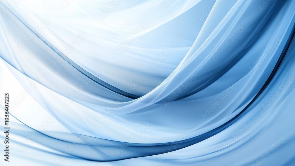 Soft, flowing blue fabric creates serene and calming atmosphere, with delicate layers intertwining gracefully. gentle movement evokes sense of tranquility and elegance Soft, flowing blue fabric creates serene and calming atmosphere, with delicate layers intertwining gracefully. gentle movement evokes sense of tranquility and elegance
