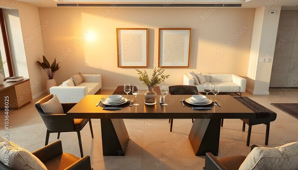Poster frame mock up in modern home living room interior with white sofa and coffee table with decor, 3d render Poster frame mock up in modern home living room interior with white sofa and coffee table with decor, 3d render