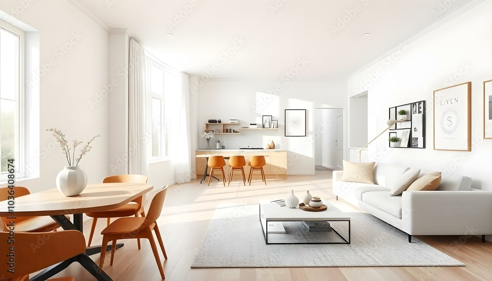 Poster frame mock up in modern home living room interior with white sofa and coffee table with decor, 3d render Poster frame mock up in modern home living room interior with white sofa and coffee table with decor, 3d render
