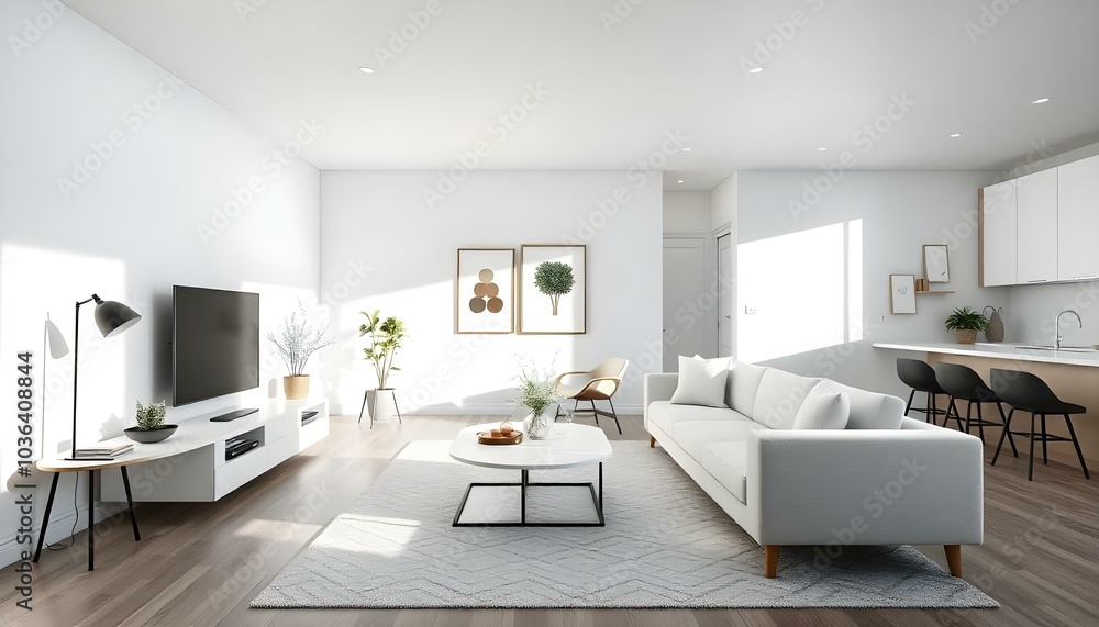 Poster frame mock up in modern home living room interior with white sofa and coffee table with decor, 3d render Poster frame mock up in modern home living room interior with white sofa and coffee table with decor, 3d render