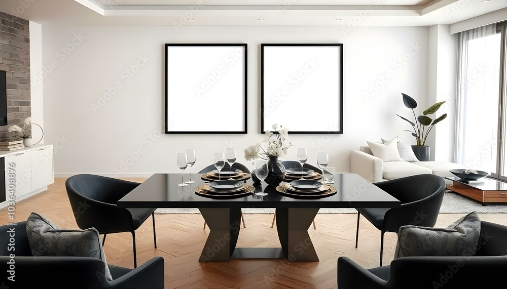 Poster frame mock up in modern home living room interior with white sofa and coffee table with decor, 3d render Poster frame mock up in modern home living room interior with white sofa and coffee table with decor, 3d render