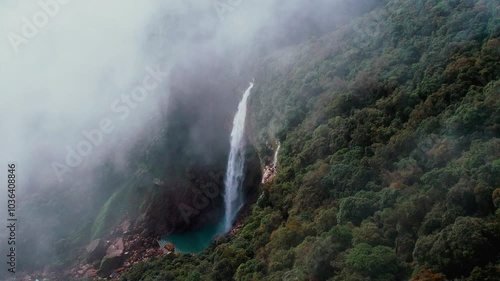 Nohkalikai falls view point in megahalaya cherrapunji. The best tourist attraction in cherrapunji meghalaya in India. photo