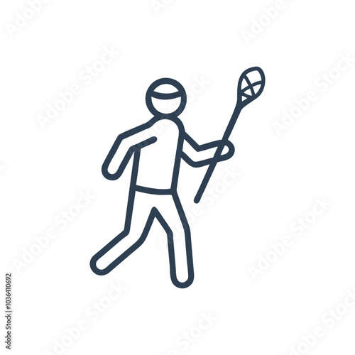 Lacrosse Player Icon on white background