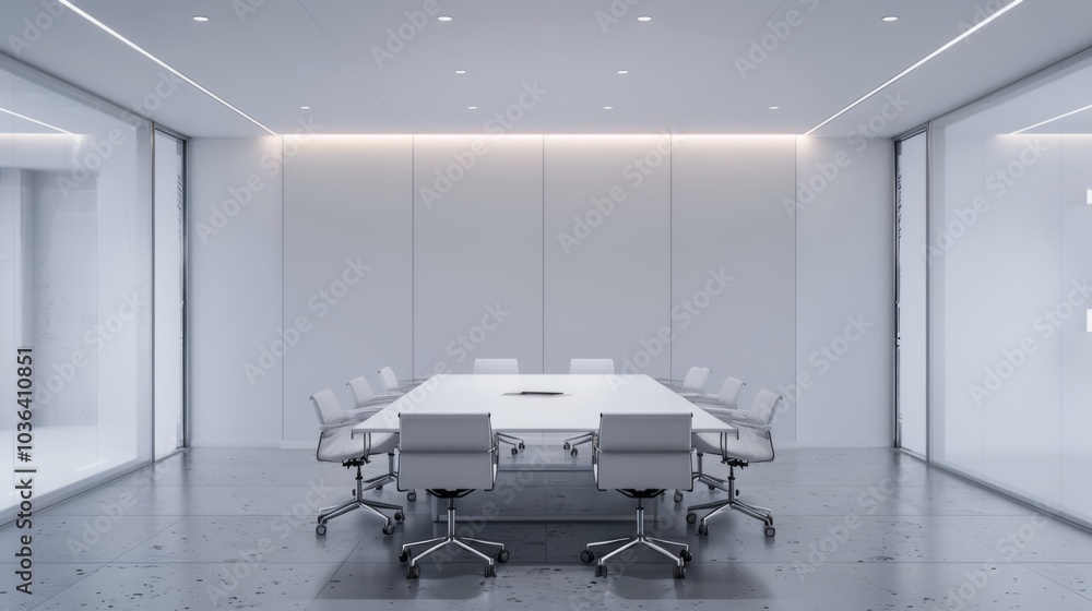 Minimalist meeting room, soft lighting Minimalist meeting room, soft lighting