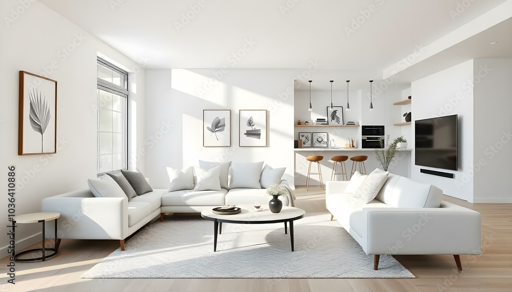 Poster frame mock up in modern home living room interior with white sofa and coffee table with decor, 3d render Poster frame mock up in modern home living room interior with white sofa and coffee table with decor, 3d render