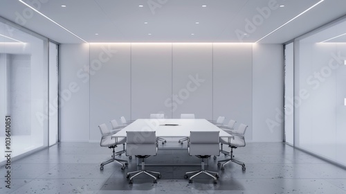 Obraz na płótnie Minimalist meeting room, soft lighting w salonie
