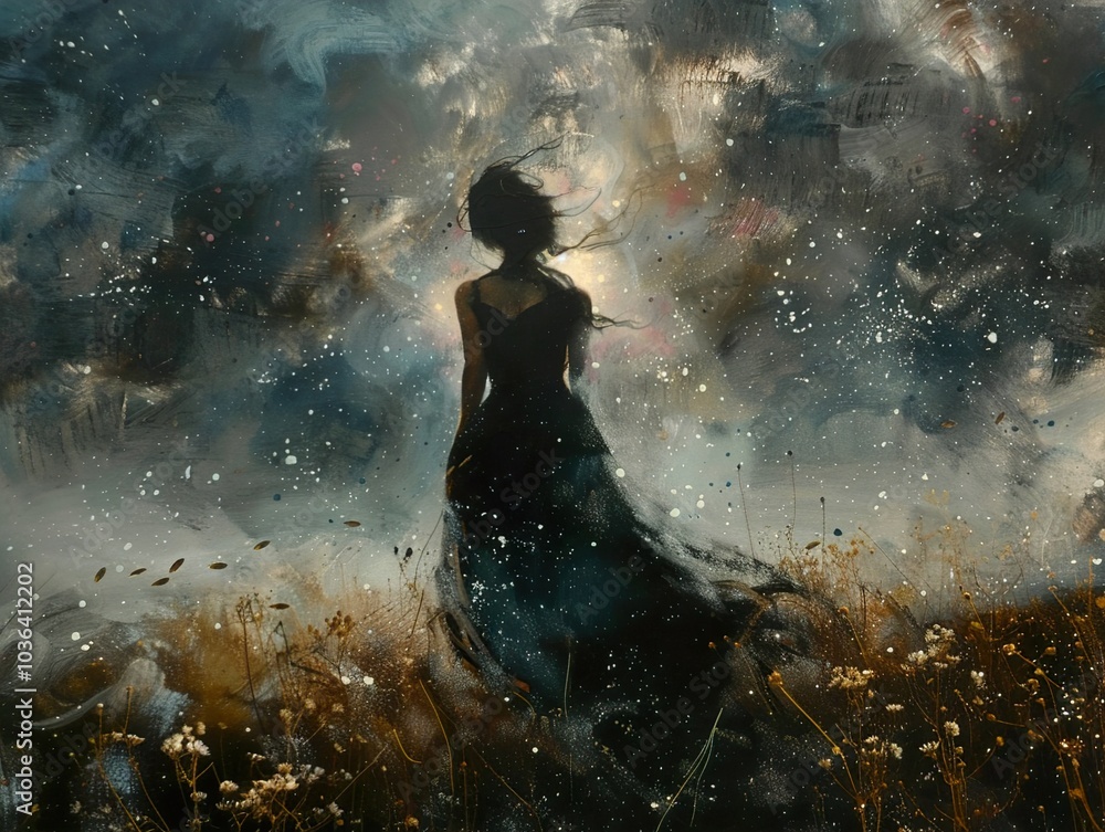 Woman in a Storm: A Dreamlike Painting Woman in a Storm: A Dreamlike Painting