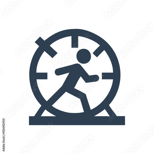 Man Running In Wheel Icon on white background