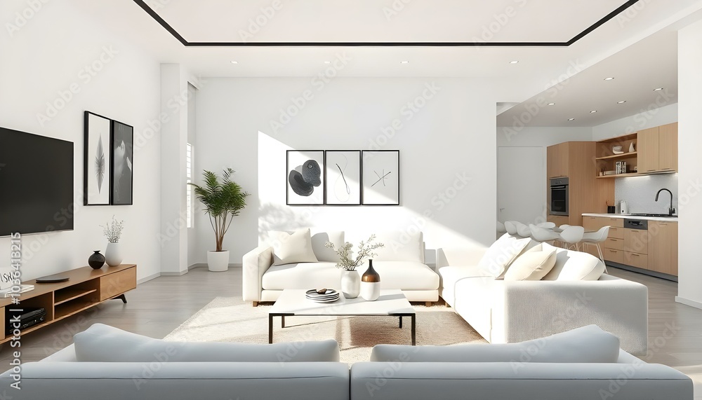 Poster frame mock up in modern home living room interior with white sofa and coffee table with decor, 3d render Poster frame mock up in modern home living room interior with white sofa and coffee table with decor, 3d render