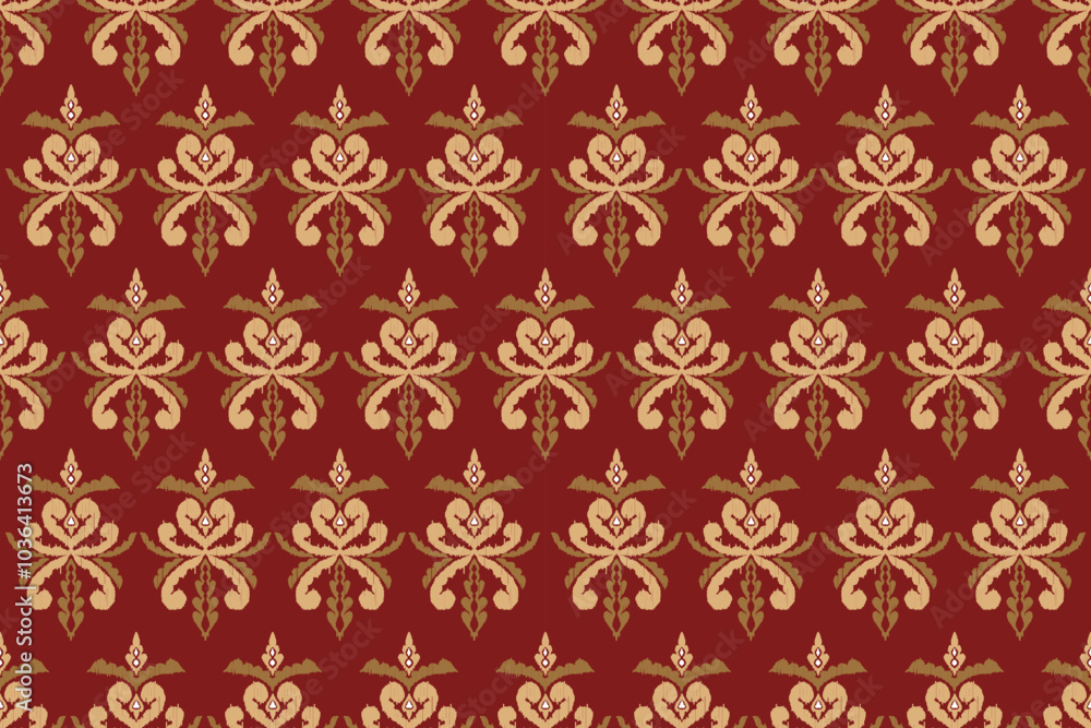 Ikat floral seamless pattern on background,damask seamless pattern,vector illustration,Ikat ethnic oriental embroidery,Aztec style,baroque.design for texture,fab,clothing,decoration,fashion. Ikat floral seamless pattern on background,damask seamless pattern,vector illustration,Ikat ethnic oriental embroidery,Aztec style,baroque.design for texture,fab,clothing,decoration,fashion.