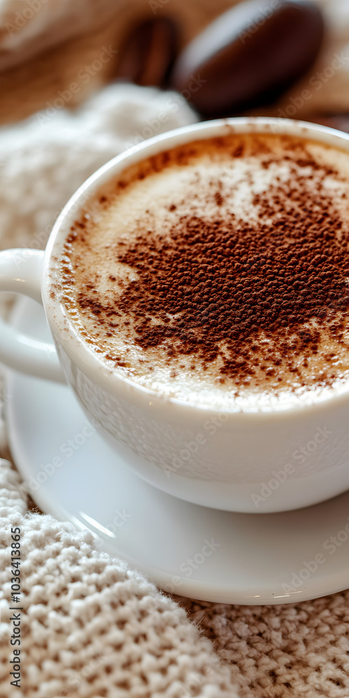 Cappuccino com pó de cacau por cima Cappuccino com pó de cacau por cima