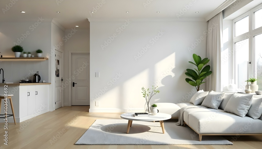 Poster frame mock up in modern home living room interior with white sofa and coffee table with decor, 3d render Poster frame mock up in modern home living room interior with white sofa and coffee table with decor, 3d render