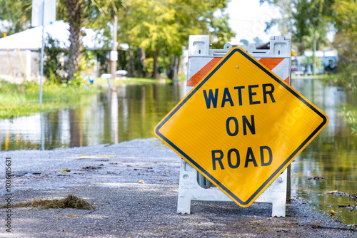 Flooded road sign