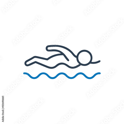 Person swimming icon on white background