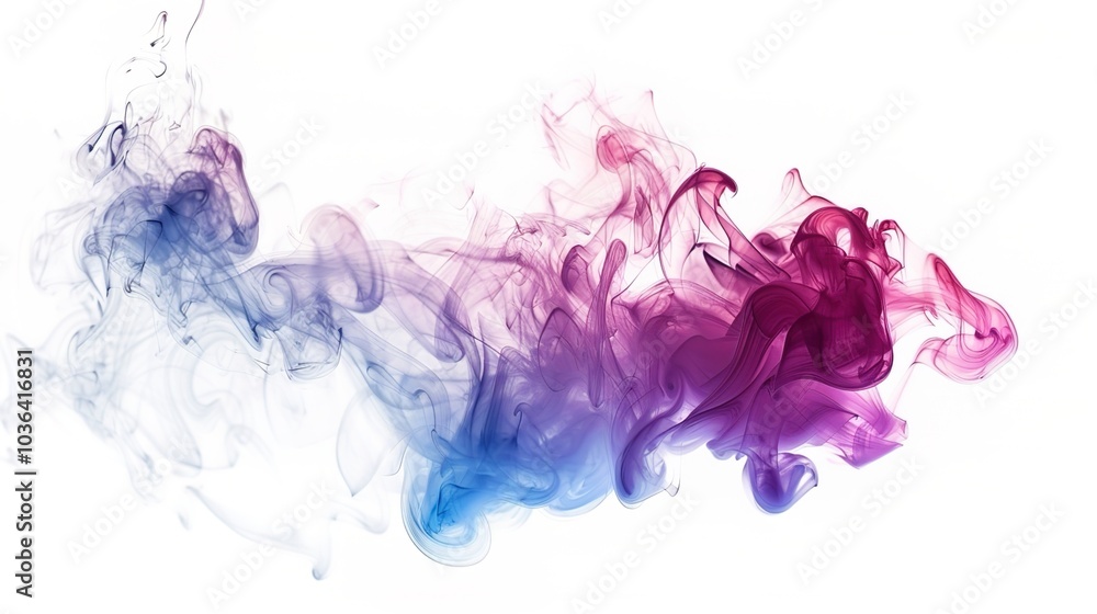 Fototapeta premium Dense multicolored smoke of red, purple and pink colors on a black isolated background. Background of smoke