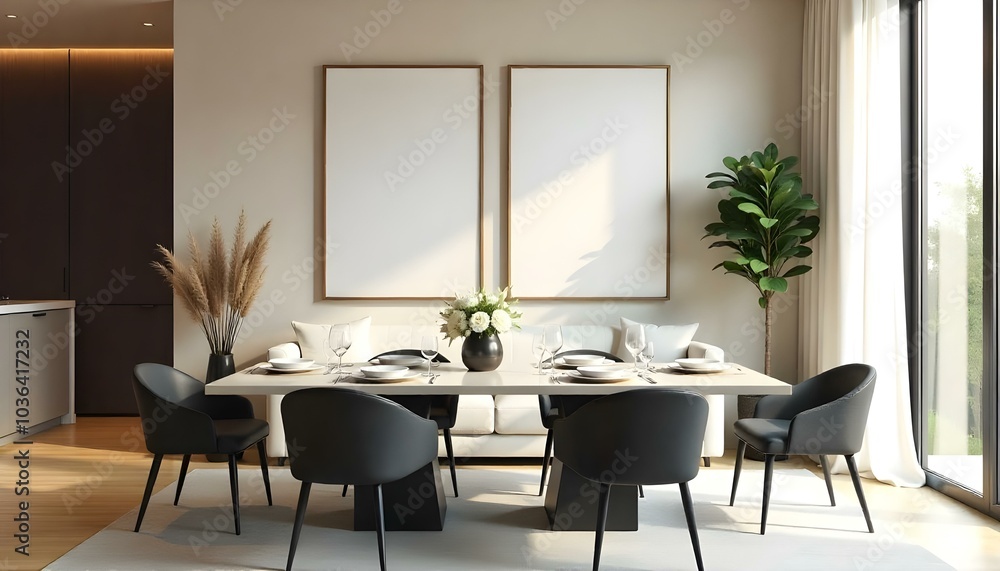 Poster frame mock up in modern home living room interior with white sofa and coffee table with decor, 3d render Poster frame mock up in modern home living room interior with white sofa and coffee table with decor, 3d render