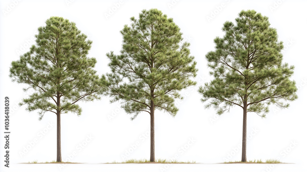 Obraz premium Set of loblolly pine tree isolated on a white background