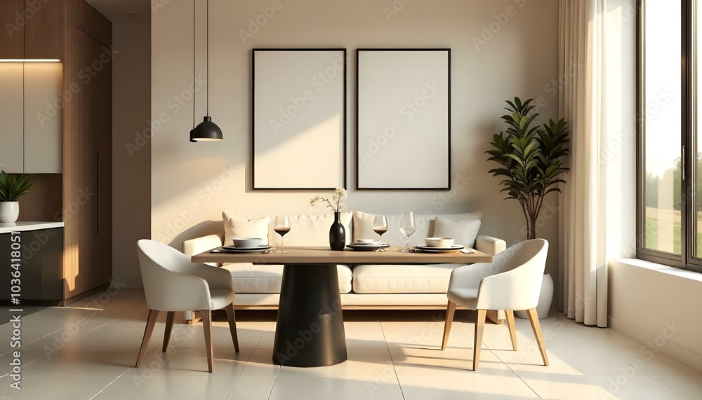 Poster frame mock up in modern home living room interior with white sofa and coffee table with decor, 3d render Poster frame mock up in modern home living room interior with white sofa and coffee table with decor, 3d render