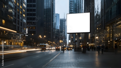 Bustling City Nightscape with Skyscrapers Illuminated Streets and Commercial Billboards
