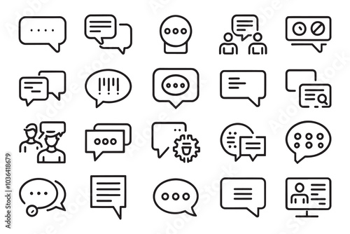 Speech bubble, talking, consultation related editable icon set isolated flat vector illustration white background