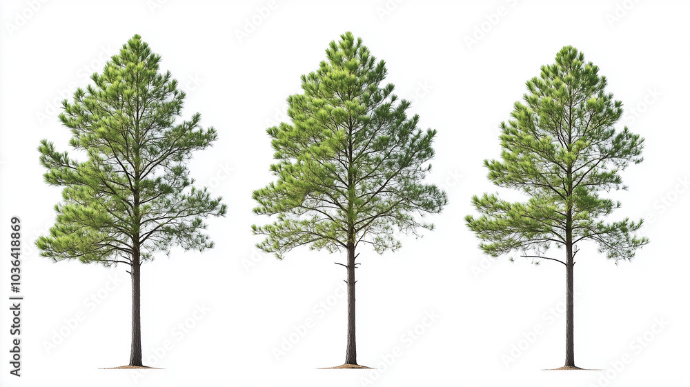 Set of loblolly pine tree isolated on a white background Set of loblolly pine tree isolated on a white background