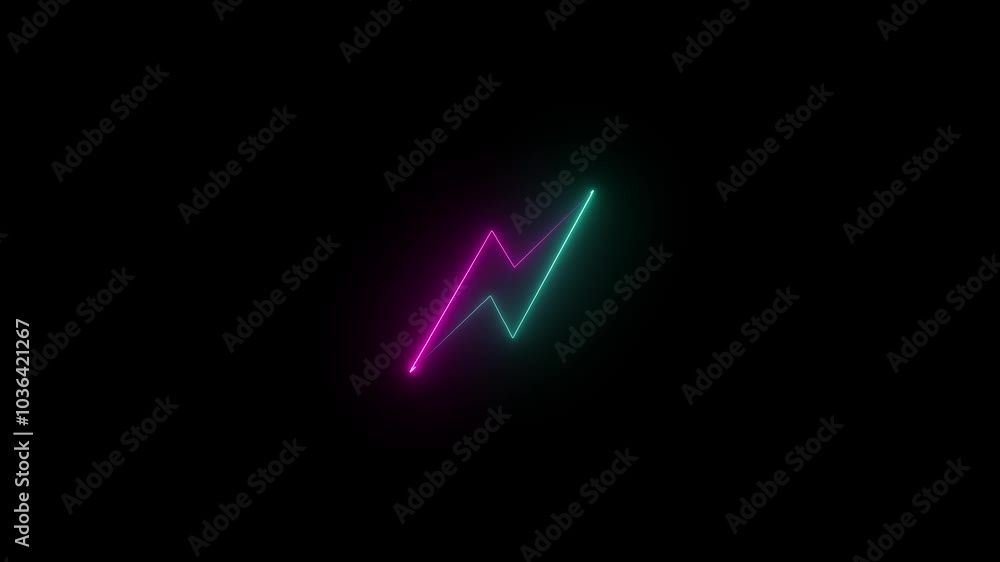 Abstract neon bolt icon with circle on black background Glowing neon battery icon. power and electricity Abstract neon bolt icon with circle on black background Glowing neon battery icon. power and electricity