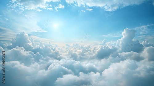 A serene sky a breathtaking view of fluffy clouds bathed in soft sunlight inviting tranquility and wonder