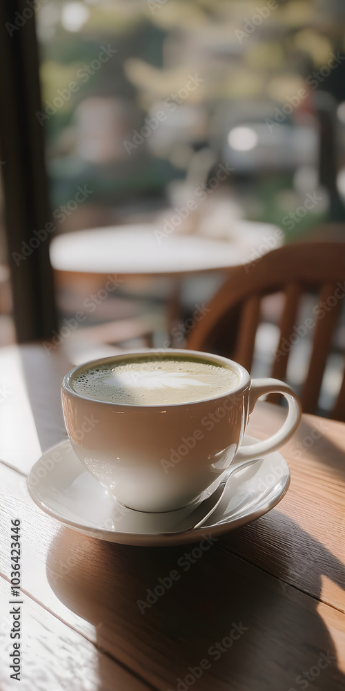 Fototapeta premium Matcha latte com leite espumoso