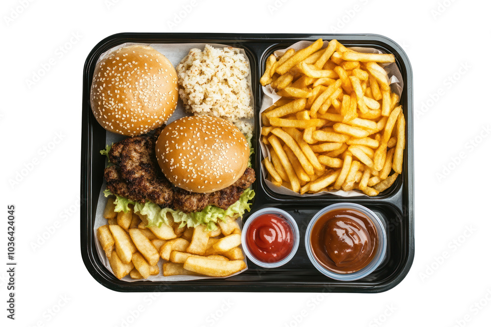 Fast food meal prep isolated on transparent and white background.PNG image Fast food meal prep isolated on transparent and white background.PNG image