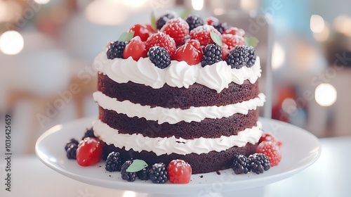 Wallpaper Mural Indulge in a decadent chocolate berry cake a delightful layered dessert experience for celebrations and gatherings Torontodigital.ca