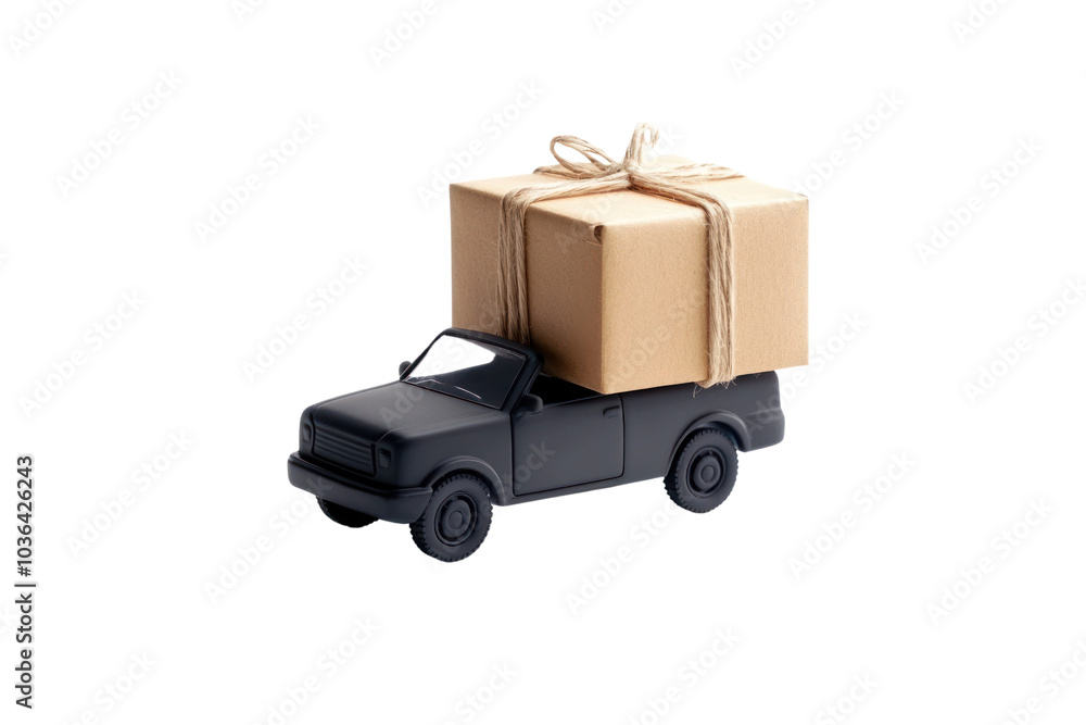 Gift delivery separated from white background Gift delivery separated from white background