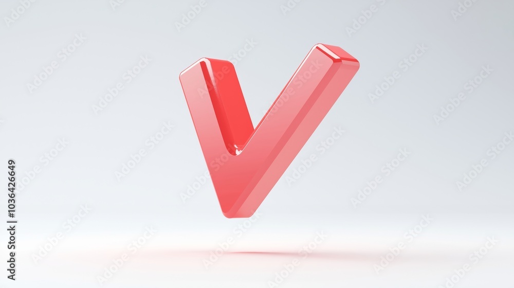 Stylish 3D Red Check Mark Representing Success and Approval Stylish 3D Red Check Mark Representing Success and Approval