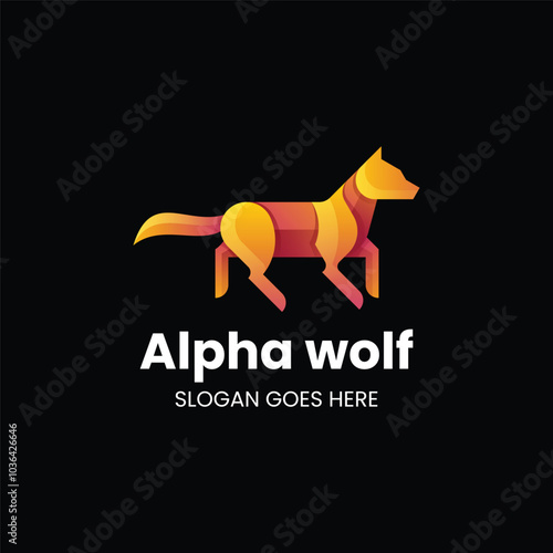 Vector Logo Illustration Wolf Gradient Colorful Style