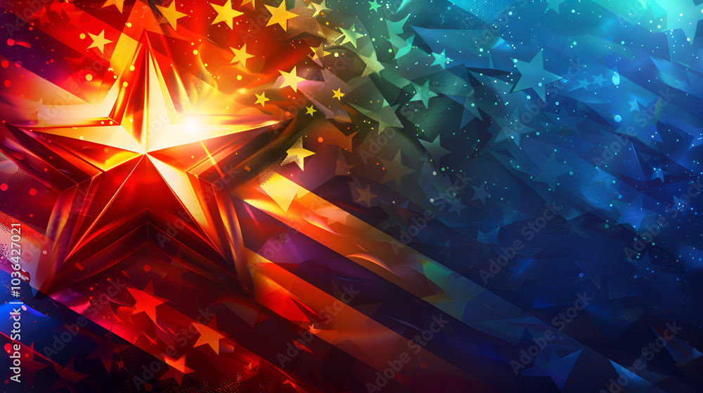 Fototapeta premium abstract American flag background with glowing lights