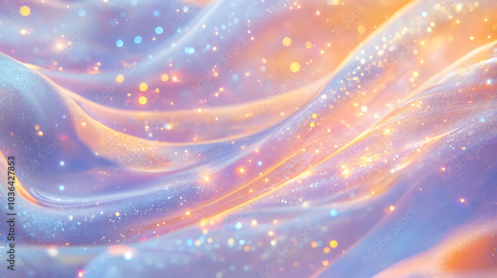Obraz premium Abstract background with soft, flowing waves of light and color with bokeh lights.